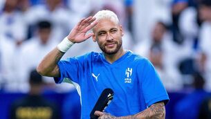 <p>Neymar acknowledges the fans during the AFC Champions League Elite match between Al-Hilal and Esteghlal</p>