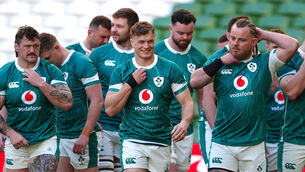 <p>SHOWTIME: Ireland's Josh van der Flier (centre) and teammates during the captain's run at the Aviva Stadium in Dublin. Pic: Brian Lawless/PA Wire.</p>