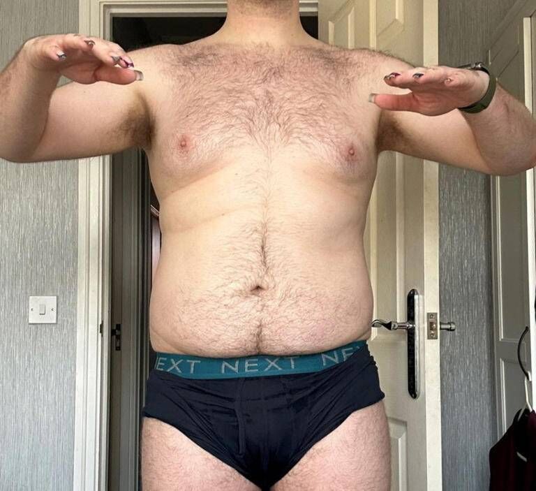 Georgie Aldous says now of his strong drive to lose weight, leading him to take tirzepatide: 'The gay community is very judgmental in terms of body image.'