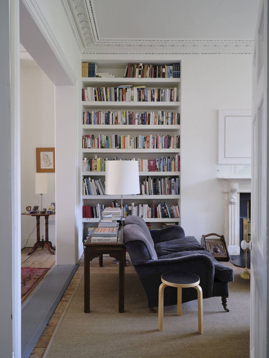 The living room of the period property owned by Katy McGuinness offers a mix of historic and contemporary styles.