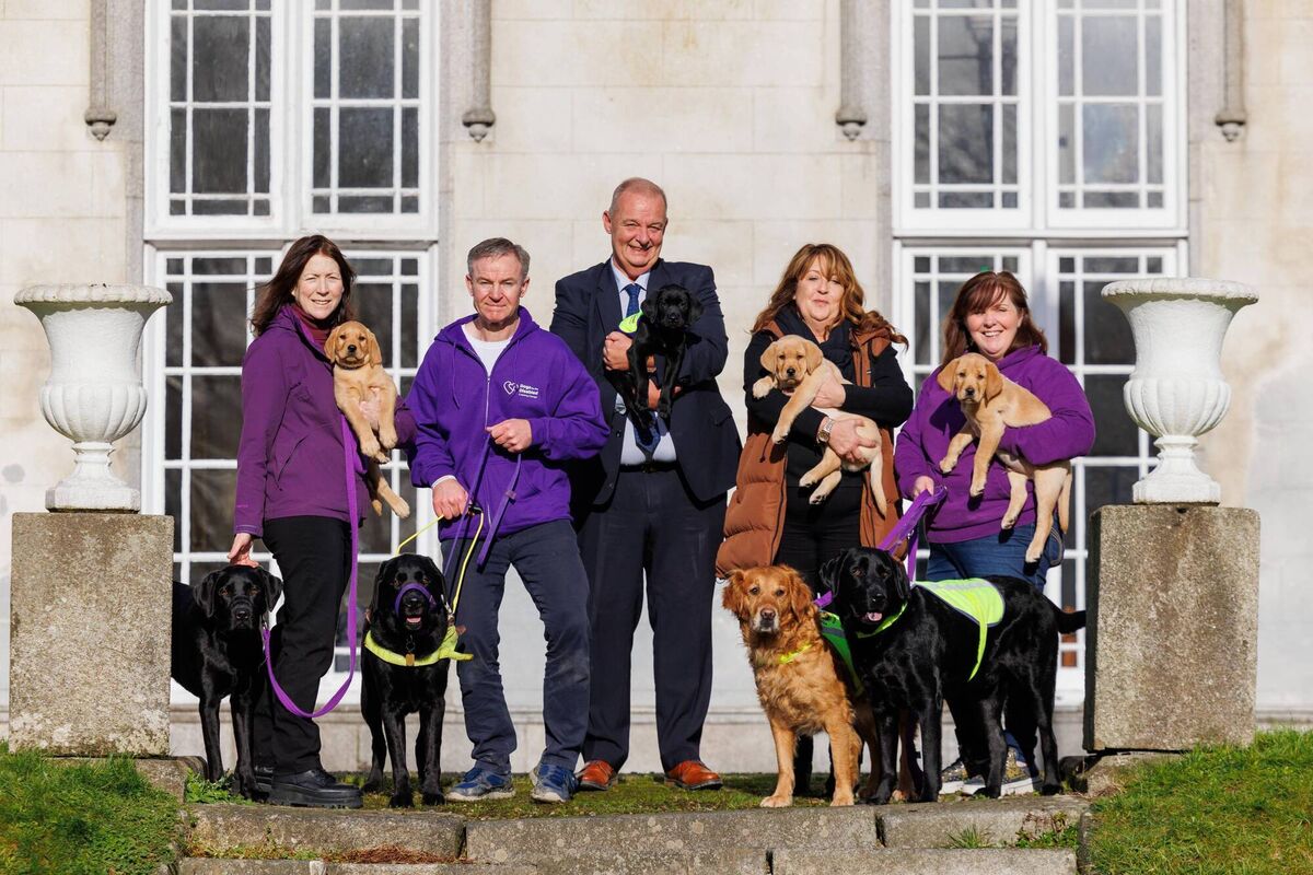 (Left to right) Jennifer Dowler CEO (Dogs for the Disabled), Duncan Hughes (Service User), Governor Joseph Donoghue (IPS), Karen Byrne (IPS), and Cathy Matthews (Dogs for the Disabled). Picture: Jeff Harvey