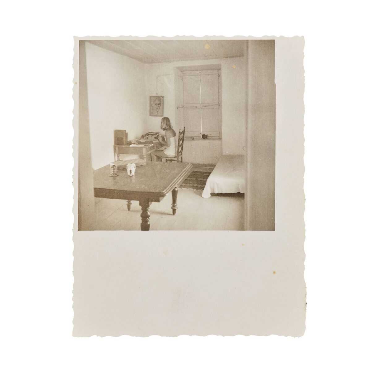 Original 1960s black-and-white photograph of Marianne Ihlen, taken by Aviva Layton at Leonard Cohen's Hydra home.