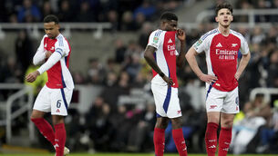 <p>After losing to Newcastle in the Carabao Cup semi-final, Arsenal head to Dubai for a warm weather winter training break. Pic: AP Photo/Jon Super</p>