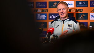<p>SO LONG, JOE: Head coach Joe Schmidt speaks to the press during an Australia Rugby media conference at the Radisson St Helen's Hotel in Dublin. Pic: Ben McShane/Sportsfile</p>