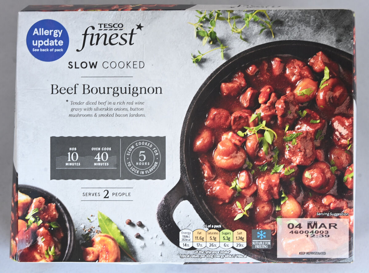  Tesco Finest slow-cooked Beef Bourguignon.