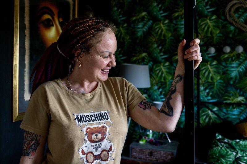 Julita Janukowicz shows off her many tattoos. Picture Chani Anderson