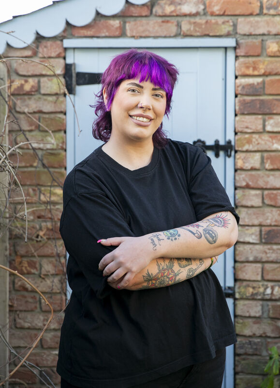 Katherine Hanlon with a Tattoo that says "Fuck Cancer' at her home in Sutton, Dublin. Picture: Gareth Chaney