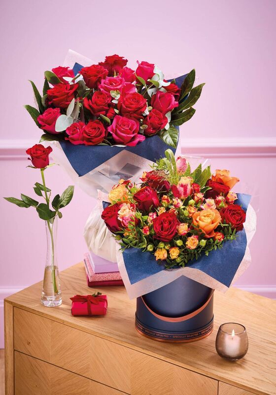 Valentine’s Single Rose €1.79, Hat Box €29.99, Truly, Madly, deeply €34.99; Aldi