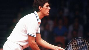 <p>R.I.P: Ireland's Matt Doyle in Davis Cup action in 1983. Pic: Billy Stickland/Inpho</p>