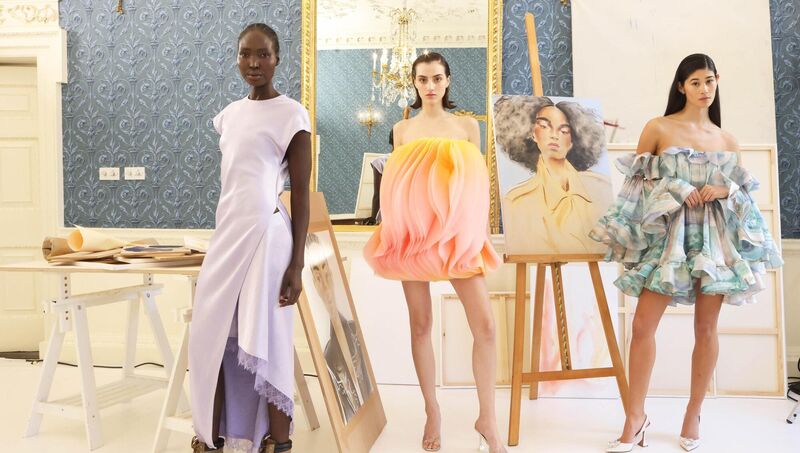 Pictured, left to right, model Anaai Kwai wears JW Anderson Dress €690, model Abigail Sex wears Acler dress €835, model Ami Hope Jackson wears Zimmerman dress, €2,150. Picture: Leon Farrell =