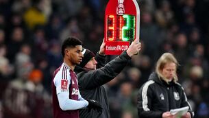 <p>MAKING HIS MARC: Aston Villa's Marcus Rashford prepares to come on for his debut during the Emirates FA Cup fourth round match at Villa Park. Pic: Mike Egerton/PA Wire.</p>