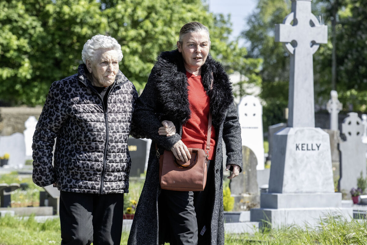 Rosie McKinney with her daughter Mags in St Mary's Cemetery Carlow. Picture: Finbarr O'Rourke