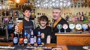 <p> Alan O'Rahilly with staff members Samual and Jake serving up a selection of low alcohol beers at Fionnbarra on Douglas Street, Cork. Picture Dan Linehan</p>