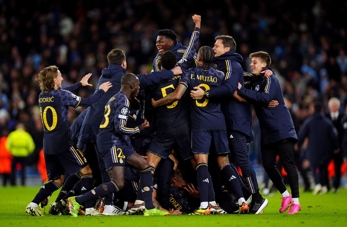 Real Madrid's Antonio Rudiger celebrates after scoring the winning penalty against Manchester City in last season's Champions League quarter-final.