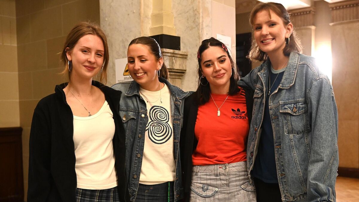 Niamh White, Sinead Clancy, Martha Ni Loingsigh and Jane Kyprianou at Kneecap. Niamh White, Sinead Clancy, Martha Ni Loingsigh and Jane Kyprianou at Kneecap.