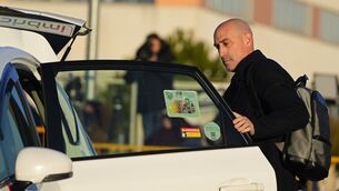 The former president of Spain’s soccer federation Luis Rubiales arrives at a court on the outskirts of Madrid (Manu Fernandez/AP)