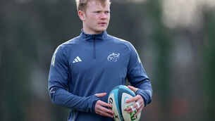 <p>STEPPING UP: Ethan Coughlan during Munster training at UL this week. Pic: INPHO/James Crombie</p>