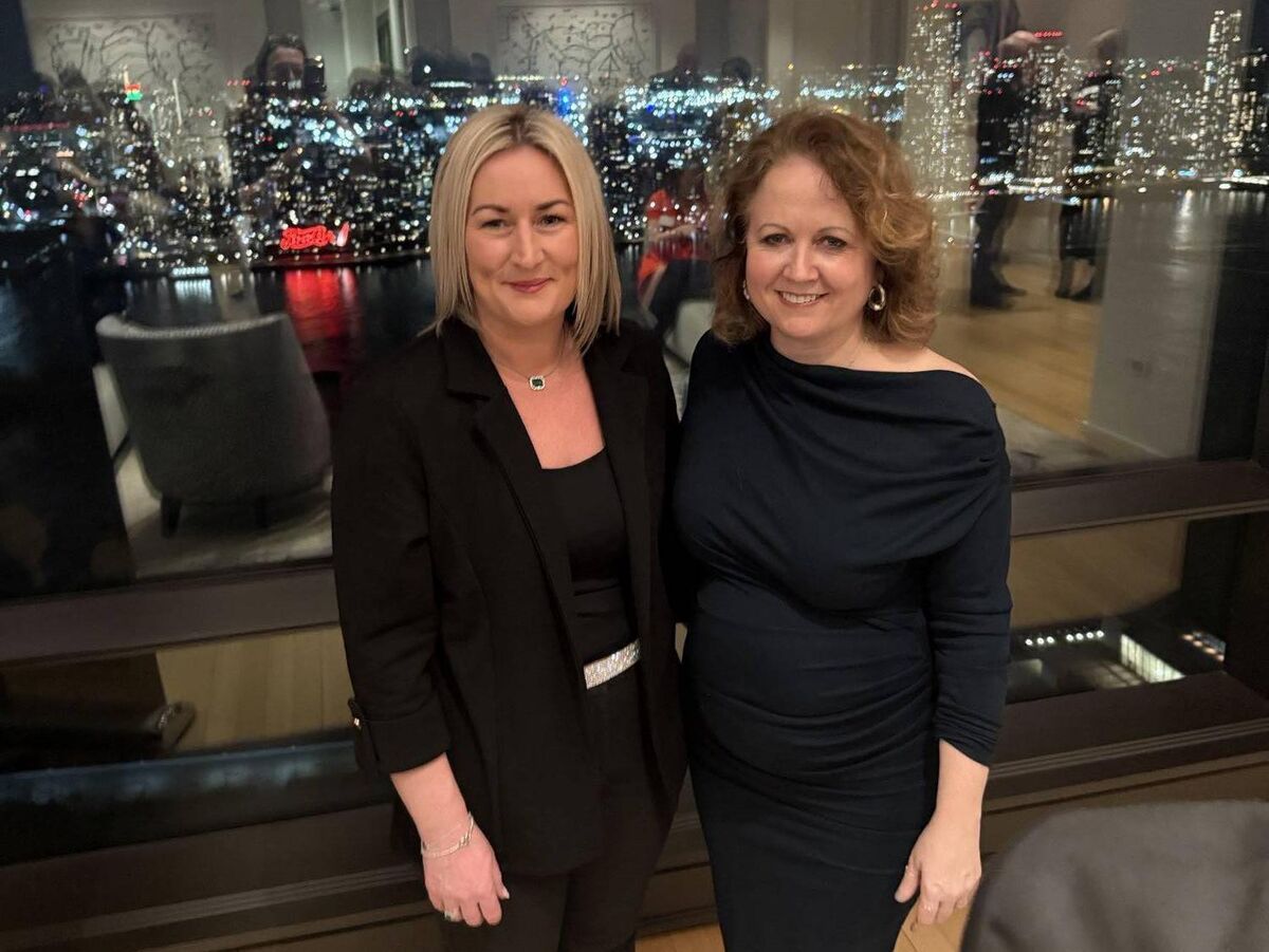 Clare McGee, co-founder and CEO, AwakenHub and AwakenAngels, with Melanie Hopkins OBE, Acting Consul General at the British Consulate General in New York, at a reception for the AwakenHub &amp; Awaken Angels women founders and investors in the residence of the British Consul General in New York. 