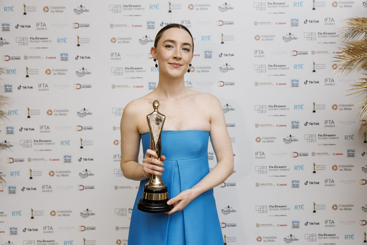 Saoirse Ronan was a big winner, taking home two awards for Actress in a Lead Role and Actress in a Supporting Role for her roles in The Outrun and Blitz, respectively. Picture Andres Poveda Saoirse Ronan was a big winner, taking home two awards for Actress in a Lead Role and Actress in a Supporting Role for her roles in The Outrun and Blitz, respectively. Picture Andres Poveda