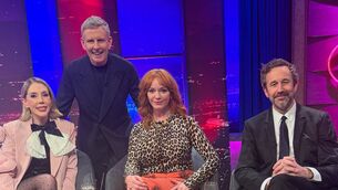 <p>Katherine Ryan, Christina Hendricks and Chris O'Dowd joined Patrick Kielty on Valentine's Day</p>
