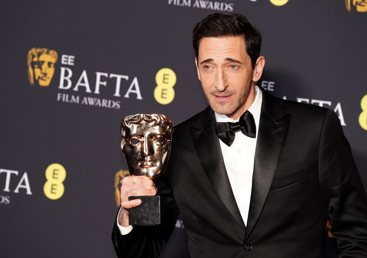 Adrien Brody in the press room after winning the Best Actor in a Leading Role award for The Brutalist during the 78th British Academy Film Awards, at the Royal Festival Hall, Southbank Centre, London. Picture date: Sunday February 16, 2025. PA Photo. See PA story SHOWBIZ Bafta. Photo credit should read: Ian West/PA Wire.