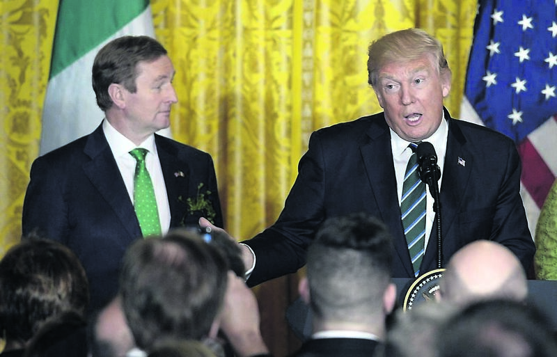 Then taoiseach Enda Kenny and US president Donald Trump at the White House shamrock reception in 2017. This year, Taoiseach Micheál Martin will effectively speak for the EU as Trump sets about trying to dismantle the rules-based world order. Picture: Olivier Douliery/Getty
Then taoiseach Enda Kenny and US president Donald Trump at the White House shamrock reception in 2017. This year, Taoiseach Micheál Martin will effectively speak for the EU as Trump sets about trying to dismantle the rules-based world order. Picture: Olivier Douliery/Getty
