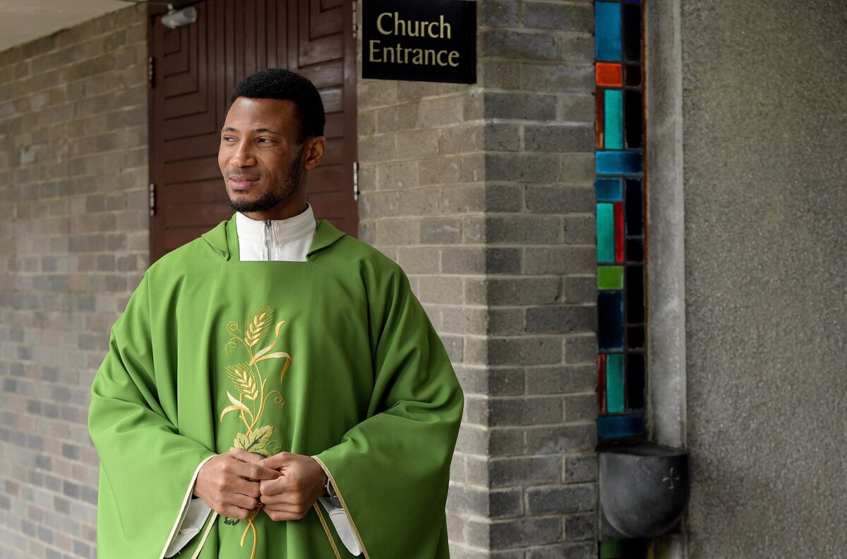 Fr Justin Obijuru: 'When people hear the priest blessed a plane it often makes them feel a lot better.' Picture: Moya Nolan Fr Justin Obijuru: 'When people hear the priest blessed a plane it often makes them feel a lot better.' Picture: Moya Nolan