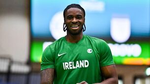 <p>Aidan Harris Igiehon of Ireland warms-up before the FIBA Basketball World Cup 2027 European Pre-Qualifiers first-round match between Ireland and Kosovo. Pic: Tyler Miller/Sportsfile</p>