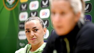 <p>MOVING ON: Katie McCabe and head coach Carla Ward. Pic: Stephen McCarthy/Sportsfile</p>