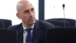 <p>The former president of Spain's soccer federation Luis Rubiales sits in a courtroom on the outskirts of Madrid, Monday Feb. 3, 2025 where he goes on trial for his unsolicited kiss on forward Jenni Hermoso. (Chema Moya, Pool photo via AP)</p>