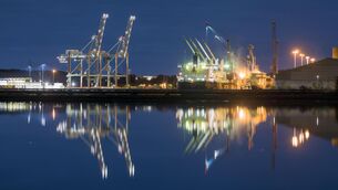 <p> A bulk carrier offloading her cargo at Ringaskiddy. Plans have been lodged to continue development of the port's facilities in Ringaskiddy. Picture: David Creedon</p>