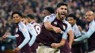 <p>SETTLING IN: Aston Villa's Marco Asensio (centre) celebrates scoring their side's second goal of the game during the Premier League match at Villa Park, Birmingham. Pic: Jacob King/PA Wire.</p>