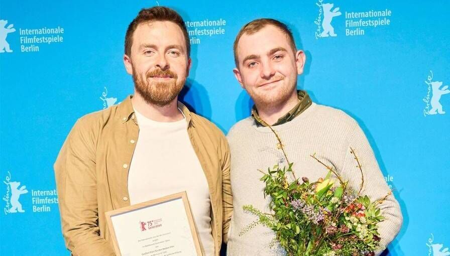Director Brendan Canty and actor Danny Power celebrate the film's win at the award ceremony in Berlin. Picture: Berlinale.de Director Brendan Canty and actor Danny Power celebrate the film's win at the award ceremony in Berlin. Picture: Berlinale.de