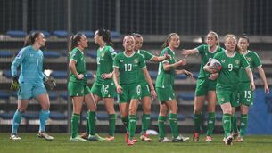 <p>INQUEST: Ireland concede three goals in the first half to Slovenia. Pic: Stephen McCarthy/Sportsfile</p>