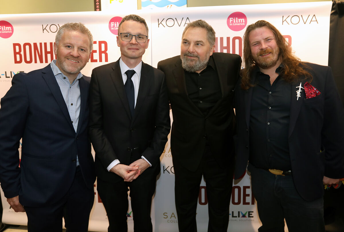 Paul C Ryan, arts minister Patrick O'Donovan,  Seán Flynn, location manager, and Todd Komarnicki, director at the premiere. Picture: Brendan Gleeson