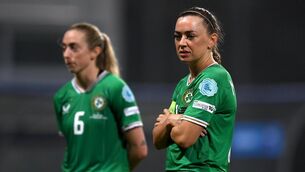 <p>Katie McCabe of Republic of Ireland after her side's defeat. Pic: Stephen McCarthy/Sportsfile</p>