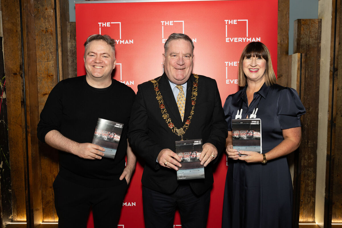 Des Kennedy, Artistic Director Everyman Theatre, Lord Mayor Cllr Dan Boyle and Carla Manning, Chair of the Board Everyman Theatre. Des Kennedy, Artistic Director Everyman Theatre, Lord Mayor Cllr Dan Boyle and Carla Manning, Chair of the Board Everyman Theatre.