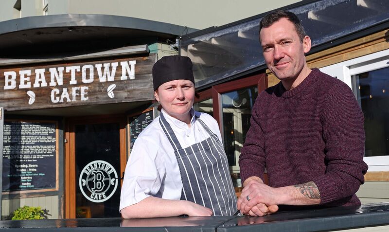 Richard Otto and chef Martina Cronin outside Beantown Café on Model Farm Road. Picture: Jim Coughlan Richard Otto and chef Martina Cronin outside Beantown Café on Model Farm Road. Picture: Jim Coughlan