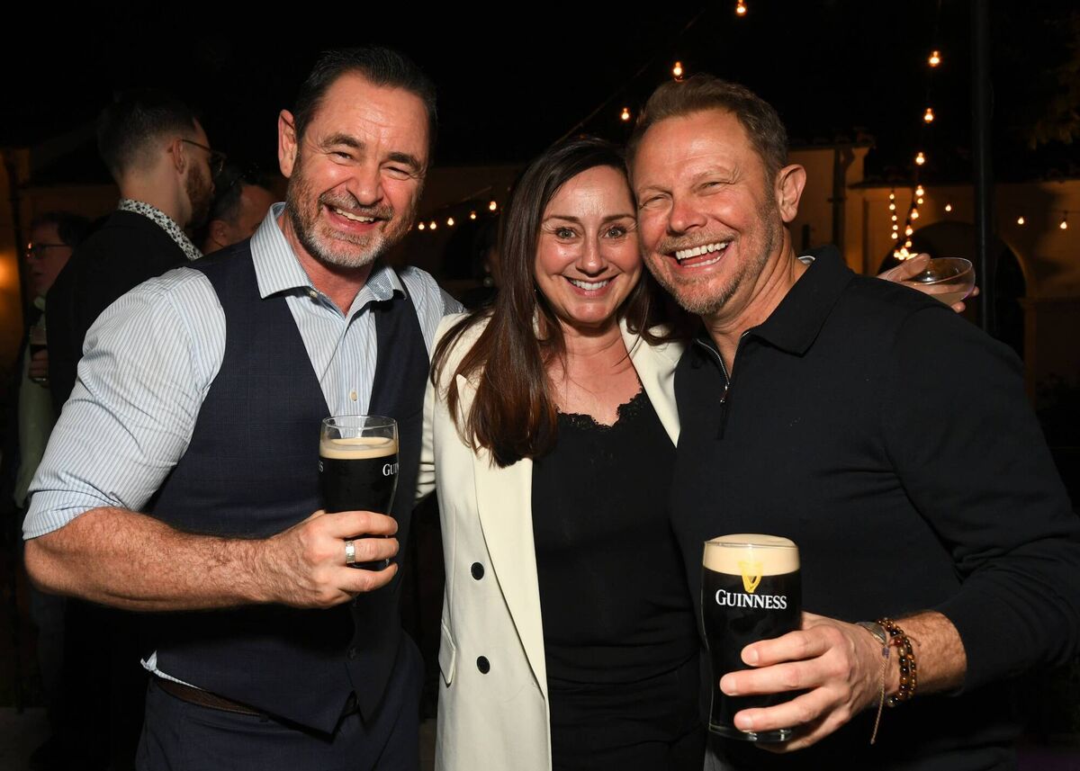  Glenn Keough (L), Richie Baneham (R) and guest attend the US-Ireland Alliance's 19th annual Oscar Wilde Awards. Picture: Alberto E. Rodriguez/Getty Images.