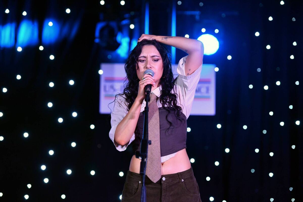 Cork singer Lenii performs onstage during the US-Ireland Alliance's 19th annual Oscar Wilde Awards at Wilshire Ebell Theatre. Picture: Alberto E. Rodriguez/Getty Images.