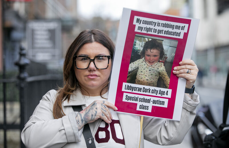 Nicole Hosford, Cork, protesting on behalf of her daughter, Libbycrae. Picture: Gareth Chaney Nicole Hosford, Cork, protesting on behalf of her daughter, Libbycrae. Picture: Gareth Chaney