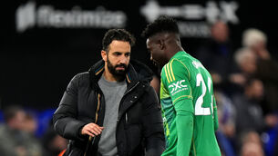 <p>Ruben Amorim (left) has backed goalkeeper Andre Onana. Pic: Bradley Collyer/PA</p>