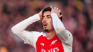 <p>Arsenal striker Kai Havertz will miss the remainder of the season after suffering a hamstring injury. Pic: Mike Egerton/PA Wire</p>