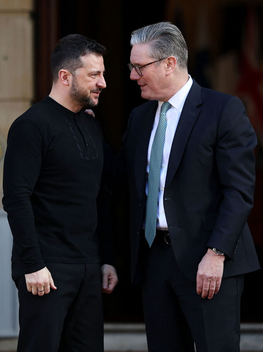 British prime minister Keir Starmer welcomes Ukrainian president Volodymyr Zelensky to Lancaster House, London. Picture: Toby Melville/PA