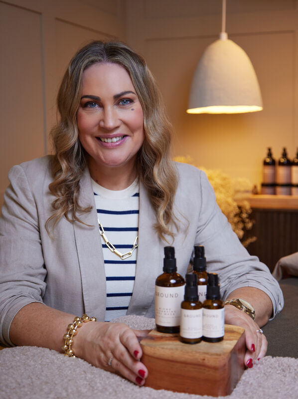 Peigín Crowley with her new Biome range from GROUND Wellbeing. Picture: Miki Barlok Peigín Crowley with her new Biome range from GROUND Wellbeing. Picture: Miki Barlok