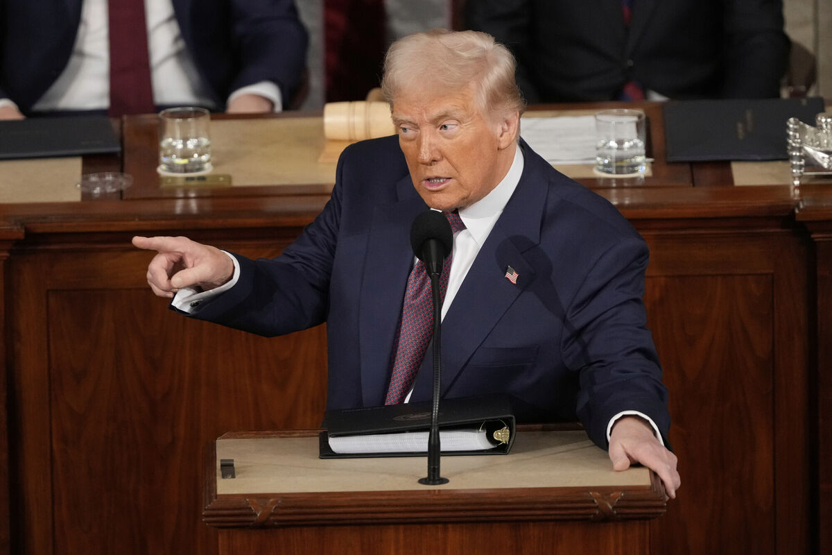 Donald Trump addresses a joint session of Congress at the Capitol in Washington. Picture: Ben Curtis/AP