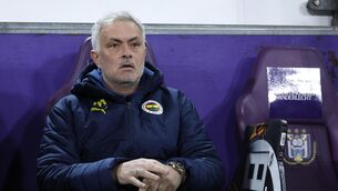 <p>SCOTTISH RESPECT: Fenerbahce's head coach Jose Mourinho, left, during the Europa League playoff second leg soccer match between Anderlecht and Fenerbahce at the RSC Anderlecht stadium in Brussels, Thursday, Feb. 20, 2025. (AP Photo/Omar Havana)</p>