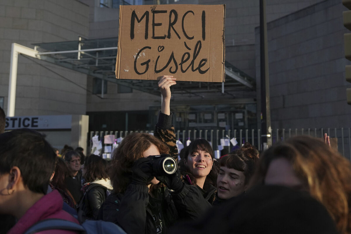 A woman holds a placard that reads, "Thank you Gisele," outside the Palace of Justice during a women's rights demonstration, Dec. 14, 2024, in Avignon, southern France. Picture: AP Photo/Aurelien Morissard, File A woman holds a placard that reads, "Thank you Gisele," outside the Palace of Justice during a women's rights demonstration, Dec. 14, 2024, in Avignon, southern France. Picture: AP Photo/Aurelien Morissard, File