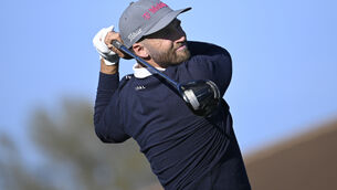 <p>Wyndham Clark tees off on the 16th hole during the first round of the Arnold Palmer Invitational at Bay Hill. Pic: Phelan M Ebenhack/AP</p>