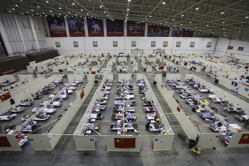 A temporary hospital converted from an exhibition centre in Wuhan in central China's Hubei province in February 2020. The hospital, one of the dozen of its kind built in Wuhan, hosted covid patients with mild symptoms. File picture: Chinatopix via AP